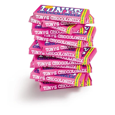 Afbeelding van Tony&#039;s Chocolonely Wit Framboos Knettersuiker 15 x 180 gram