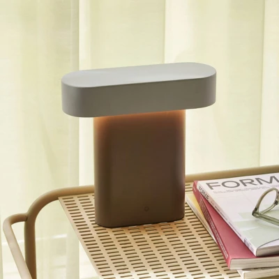 Afbeelding van Hübsch LED tafellamp Sleek, ijzer bruin/lichtgrijs, PC