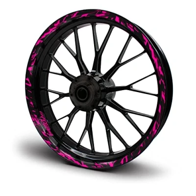 Afbeelding van MR017 16 velgrandstickers voor motorfiets en auto 15&quot;, 16&quot;, 17&quot;, 18&quot;, 19&quot;, 19&quot; (neonroze, glanzend)