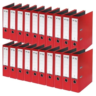 Afbeelding van von Leitz 10550025 set van 20 A4 mappen karton met kunststof omslag, rug 80 mm, voor 600 vellen, motief blauwe engel en FSC gecertificeerd, rood, school, studie thuis