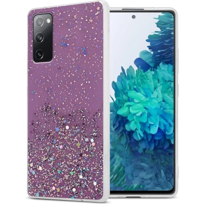 Afbeelding van Cadorabo Hoesje geschikt voor Samsung Galaxy S20 FE in Paars met Glitter Beschermhoes van flexibel TPU silicone fonkelende glitters Case Cover Etui