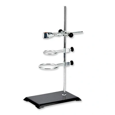 Afbeelding van feedal Chemische laboratoriumstandaard laboratoriumhouder (21 x 14 cm), 2 borgringen (diameter 5 cm/7,3 schacht (lengte 40 cm) en slangklem voor heupfles