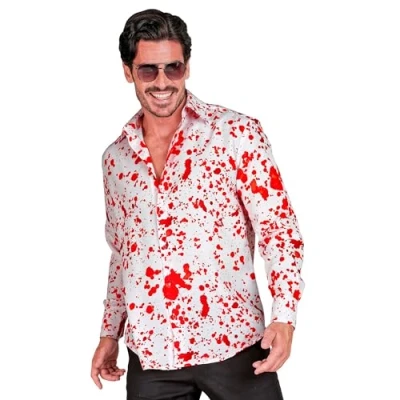 Afbeelding van Widmann Halloween Kostuum Bloed Spetter Overhemd Man Rood, Wit / Beige XXL Carnavalskleding Verkleedkleding