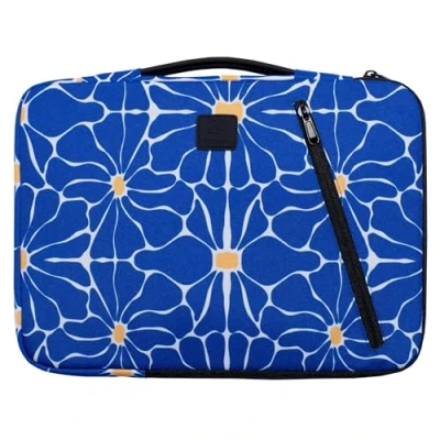 Afbeelding van Exacompta Laptophoes Bloem kunstvezel Blauw tot 35,6 cm (14 inch) (14&quot;, Universeel), Laptoptas,