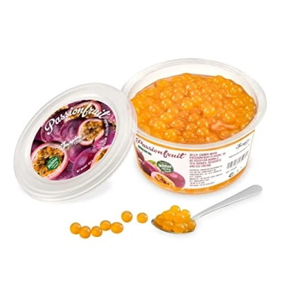 Image de INSPIRE FOOD bubble tea Perles Fruit de la Passion tea, perle tapioca pour 100% vegan et sans gluten, colorant artificiel, 450 grammes