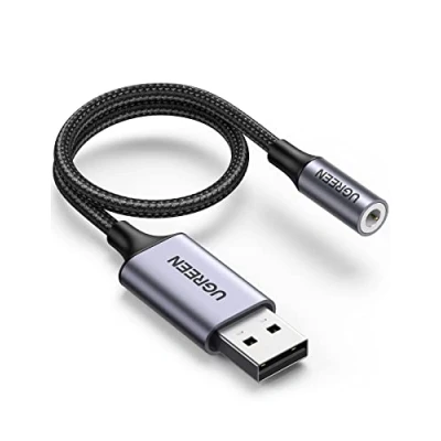 Afbeelding van UGREEN Adapter USB naar jack 3,5 mm externe geluidskaart voor hoofdtelefoon microfoon TRRS luidspreker plug en play compatibel met PS4 Pro Slim PS5 Switch Windows MacOS Linux iOS Android