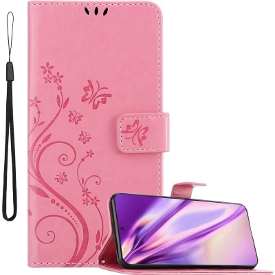Afbeelding van Cadorabo Hoesje geschikt voor Samsung Galaxy S22 ULTRA in BLOEMEN ROZE Beschermhoes bloemmotief met magnetische sluiting, standfunctie en kaartsleuven Book Case Cover Etui