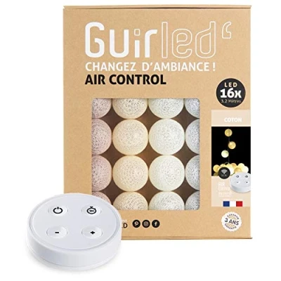 Afbeelding van Guirled Guirlande lumineuse boules Coton LED USB Télécommande sans fil Veilleuse bébé 2h Adaptateur secteur double 2A inclus 4 intensités 16 1.6m