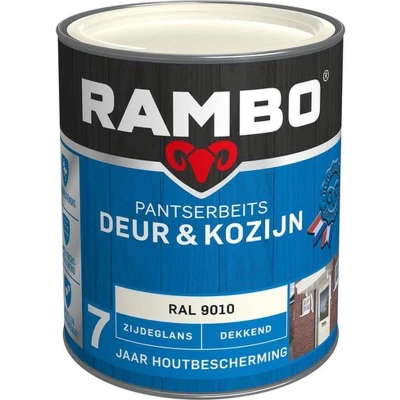 Afbeelding van Rambo Pantserbeits Deur &amp; Kozijn Dekkend Zijdeglans RAL 9010 0,75 liter