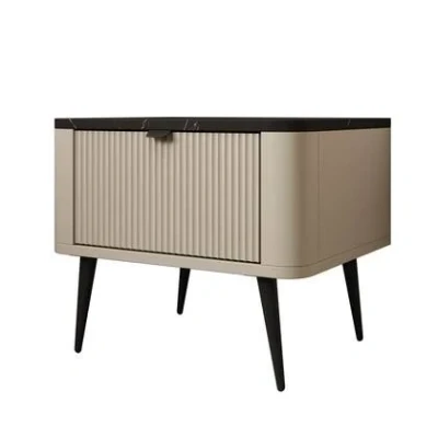 Afbeelding van Meubella Nachtkastje Mace Beige 50 cm Set van 2
