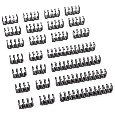Afbeelding van deleyCON Kabelhouder set van 24 kabelkammen, kabelorganizer, kabelgeleiding, kabelbinders, 24, 8, 6 pinnen, voor computerkabel, pc, intern, zwart