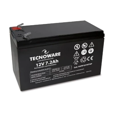Image de Tecnoware Power Systems Batterie au plomb étanche 12 V Capacité 7 Ah pour Onduleur, Systèmes de vidéosurveillance et alarme Cosse Faston 6,3 mm Dimensions 15,1 x 9,4 6,5 cm
