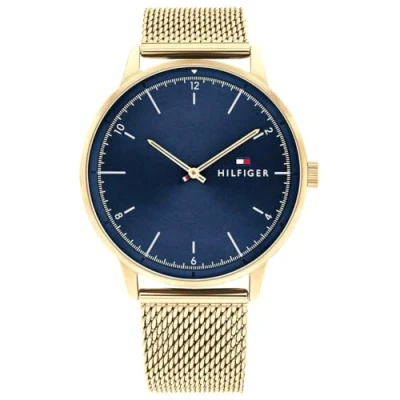 Afbeelding van Tommy Hilfiger Analoog kwartshorloge voor heren met roestvrijstalen mesh armband, Goud, Armband