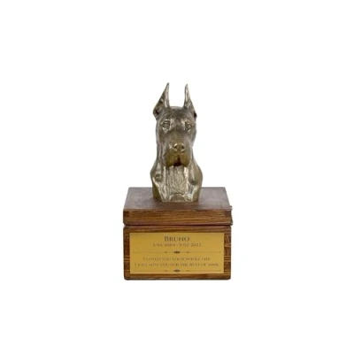 Afbeelding van Duitse Dog urn hond met beeldje persoonlijke voor hondenas