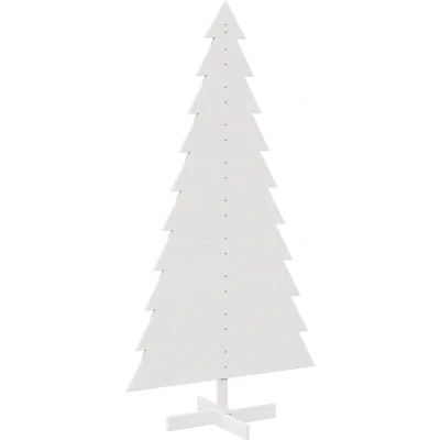 Afbeelding van vidaXL Kerstdecoratie kerstboom 180 cm massief grenenhout wit