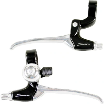 Afbeelding van Saccon Remgrepen Set Met Bel Rollerbrake 4 vinger Zwart/zilver