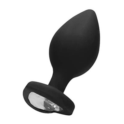Afbeelding van Shots Ouch! Buttplug Met Diamanten Hartje Zwart 4.1cm
