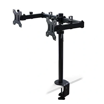 Afbeelding van Eleganca Dubbele monitorstandaard 13 Tot 32 inch voor tafel 8 kg per arm MAX VESA 75x75 mm 100x100 staal zwart
