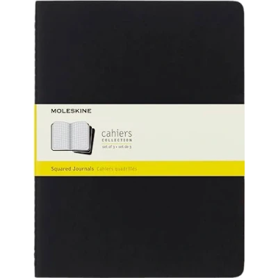 Afbeelding van Moleskine Cahier Journals Extra Large Geruit Zwart set van 3