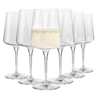 Afbeelding van Krosno wijnglazen voor witte en mousserende wijn Set van 6 stuks Elegant Crystal Glass Loodvrij glas Perfect thuis, restaurant feesten Kunnen worden gewassen in de vaatwasser