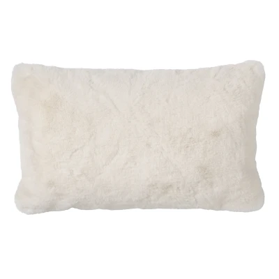 Afbeelding van Dutch Decor ZAYA Sierkussen 30x50 cm bontlook effen kleur Snow White wit Inclusief binnenkussen