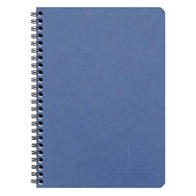 Afbeelding van Clairefontaine 785324C Notitieboek, spiraalbinding, A5, 14,8 x 21 cm, 100 pagina&#039;s, kleine ruitjes, licht papier, wit, 90 g, glanzend, ledernerf, collectie Age Bag