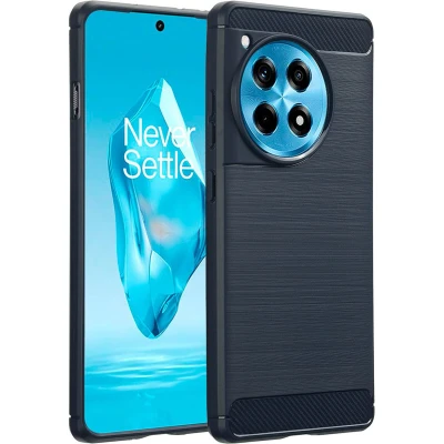 Afbeelding van imoshion Hoesje Geschikt voor OnePlus 12R Siliconen Brushed Backcover Donkerblauw