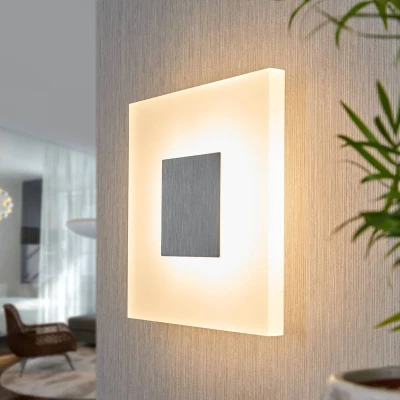 Afbeelding van Lucande LED wandlamp 1licht opaal wit, nikkel H: 26 cm opaalwit, zilver Inclusief lichtbron