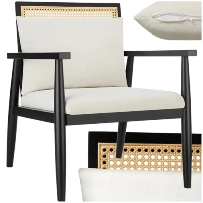 Afbeelding van tectake® loungestoel stoel met Weens weefsel moderne cocktailstoel fauteuil relaxstoel voor de eetkamer comfortabel als of leesstoel