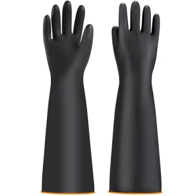 Afbeelding van chemische beschermende handschoenen voor heren, industriële handschoenen, lange waterdicht, vijverhandschoenen, zuur en alkalibestendige werkhandschoenen (55,9 cm)