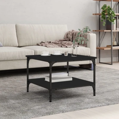 Afbeelding van Salontafel 55x55x40 cm bewerkt hout zwart