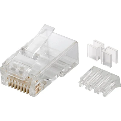 Afbeelding van Goobay RJ45 connector, CAT 6A UTP niet afgeschermd voor ronde kabels, met draadhulp