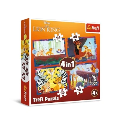 Afbeelding van Trefl The Lion King, dappere Leeuwenkoning 4 in 1 puzzel, puzzels, 35 tot 70 stukjes verschillende moeilijkheidsgraden, voor kinderen vanaf jaar
