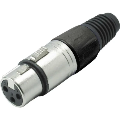 Afbeelding van XLR 3 pins (v) connector met plastic trekontlasting grijs/zwart