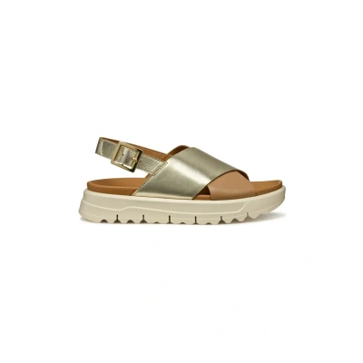 Afbeelding van Geox Sandalen met plateauzool, Dames, Maat: 37, Light gold beige Leer