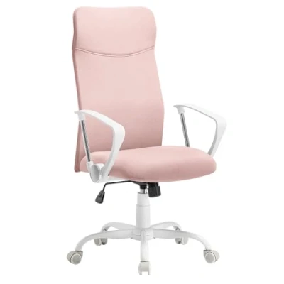 Afbeelding van SONGMICS Bureaustoel, ergonomische stoel, draaibare zitting, gevoerde in hoogte verstelbaar en kantelbaar, draagvermogen 120 kg, snoeproze OBN034R01