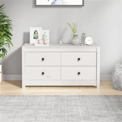 Afbeelding van Dressoir 100x40x54 cm massief grenenhout wit