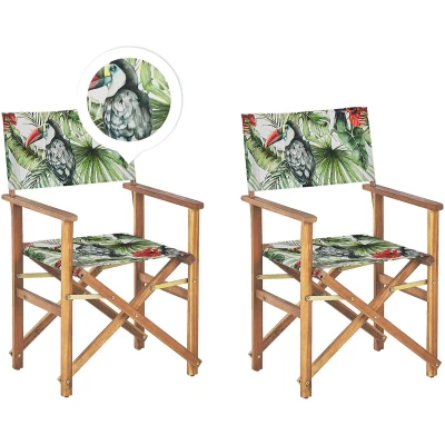 Afbeelding van Beliani CINE Tuinstoel set van 2 LichthoutGroenAbstract Polyester