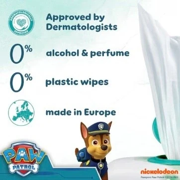 Afbeelding van Pampers Harmonie Aqua Billendoekjes Paw Patrol 15 x 48 stuks (720 doekjes)