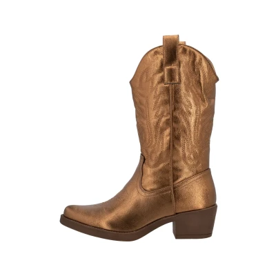 Afbeelding van Elara Chunkyrayan Bottes de cowboy pour femme, Paris, or rose, 40 EU