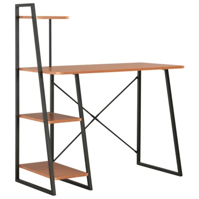 Afbeelding van Bureau met schappen 102x50x117 cm zwart en bruin