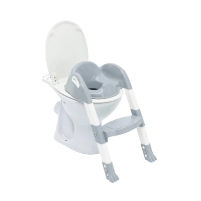 Image de THERMOBABY Réducteur WC Enfant Kiddyloo Astucieux, Ludique &amp; Hygiénique Pieds Réglables Marche Antidérapante Pliage Compact À Partir De 18 Mois Fabriqué En France Gris Charme