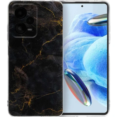 Afbeelding van iMoshion hoesje Geschikt voor Xiaomi Redmi Note 12 Pro Siliconen Design Meerkleurig / Black Marble