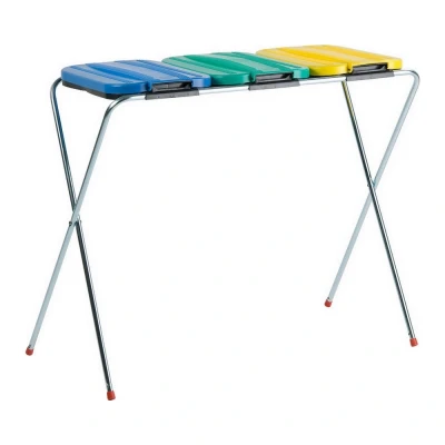 Afbeelding van Afvalzakhouder trio kunststof blauw, groen, geel