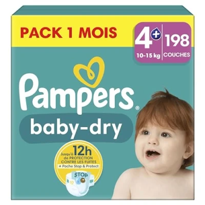 Afbeelding van Pampers Baby Dry Luiers Maat 4+ (10 15 kg) 198 stuks