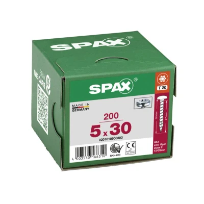 Afbeelding van Spax spaanplaatschroeven cilinderkop verzinkt T Star T20 5.0x30mm (per 200 stuks)