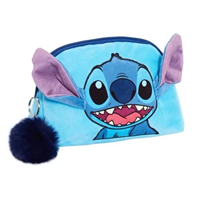 Afbeelding van Stitch make uptas voor vrouwen en meisjes, Disney dubbelzijdig fluwelen etui, reisaccessoire, Blauw, Cosmetische tas