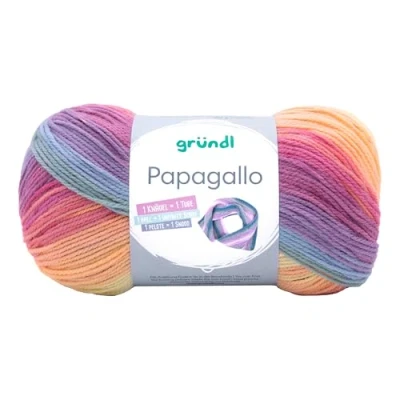 Afbeelding van Gründl Papagallo Wolbol voor breien en haken, 100 g, kleurrijk garen, zachte kwaliteit, 100% polyacryl, knutselprojecten, sjaals, mutsen, sokken, kinderkleding, kleur 04