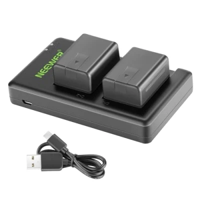 Afbeelding van Neewer VW VBT190 batterij (2/1950 mAh) met dubbele USB oplader, compatibel Panasonic HC V110 V130 V160 V180 V201 V210 V250 V380 V510 V520 V550 V7110 0 V722 V750 V770 VX870