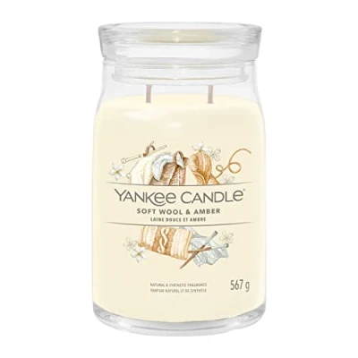 Afbeelding van Yankee Candle Geurkaars Large met 2 lonten Soft Wool &amp; Amber 16 cm / ø 9